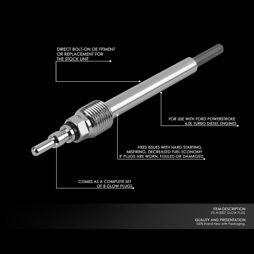 DNA MOTORING glow plugs set for 04-05 Excursion, ease of diesel ignition.
