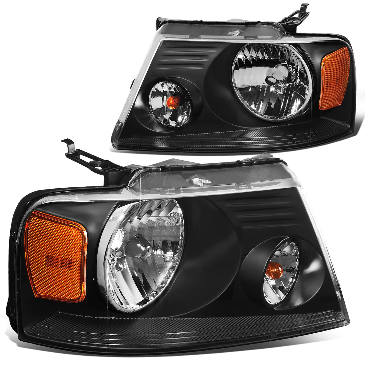 DNA Motoring headlights assembly F-150 front view with amber lens for improved visibility