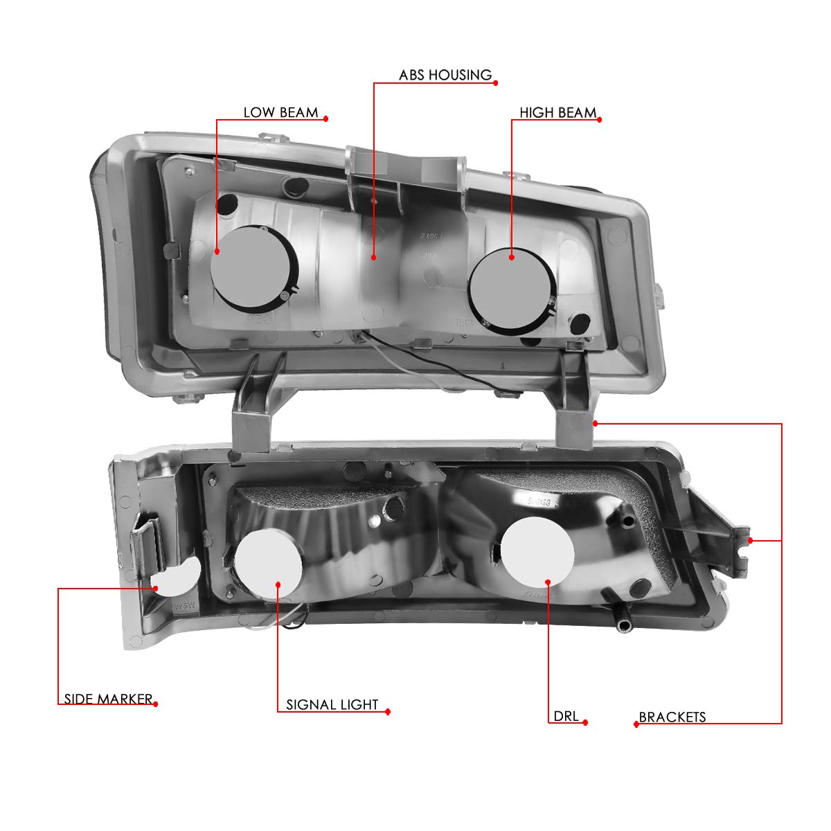 DNA Motoring HL-LB-CSIL03-CH halogen-headlights-only compatibility note guides installation