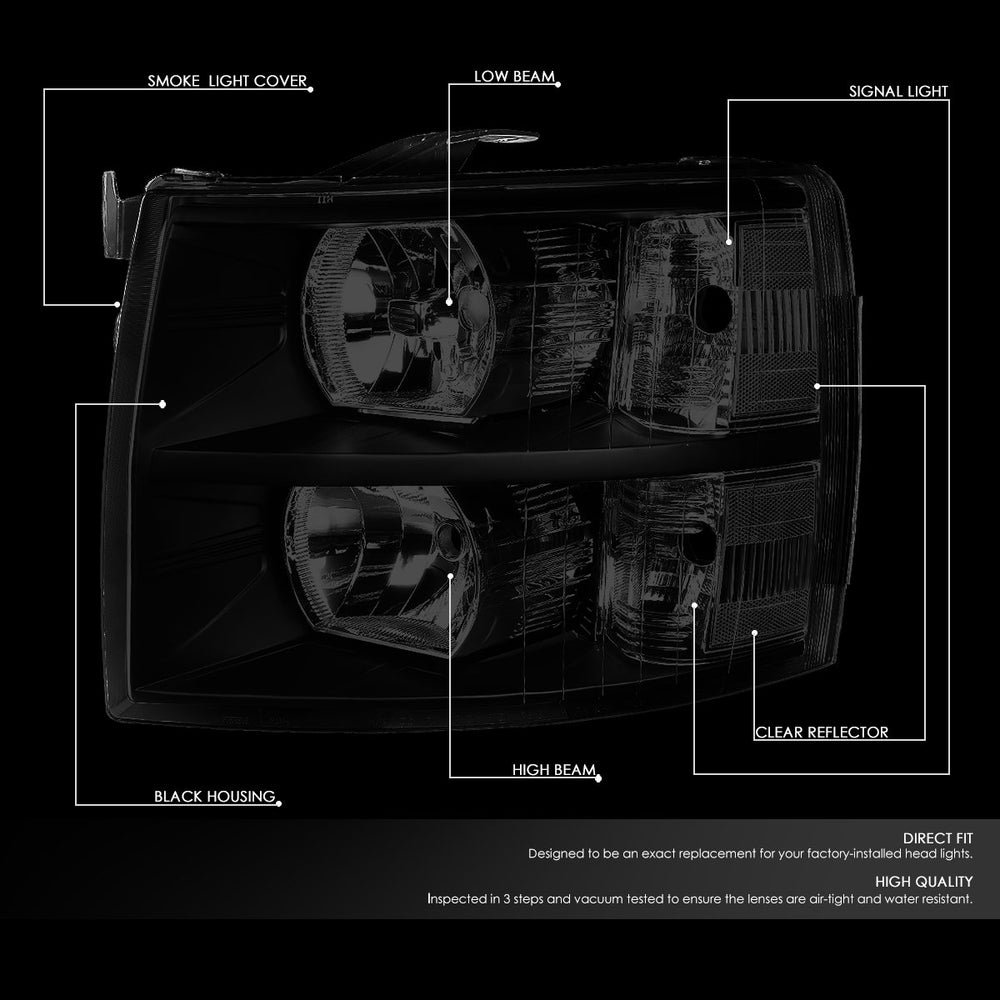 DNA Motoring HL-OH-CSIL07-BK-SM front view right for improved road illumination