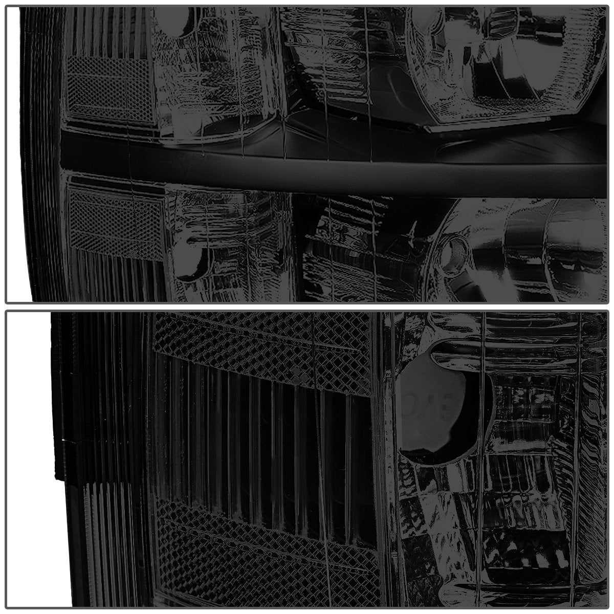 DNA Motoring HL-OH-CSIL07-BK-SM lens detail with smoked finish