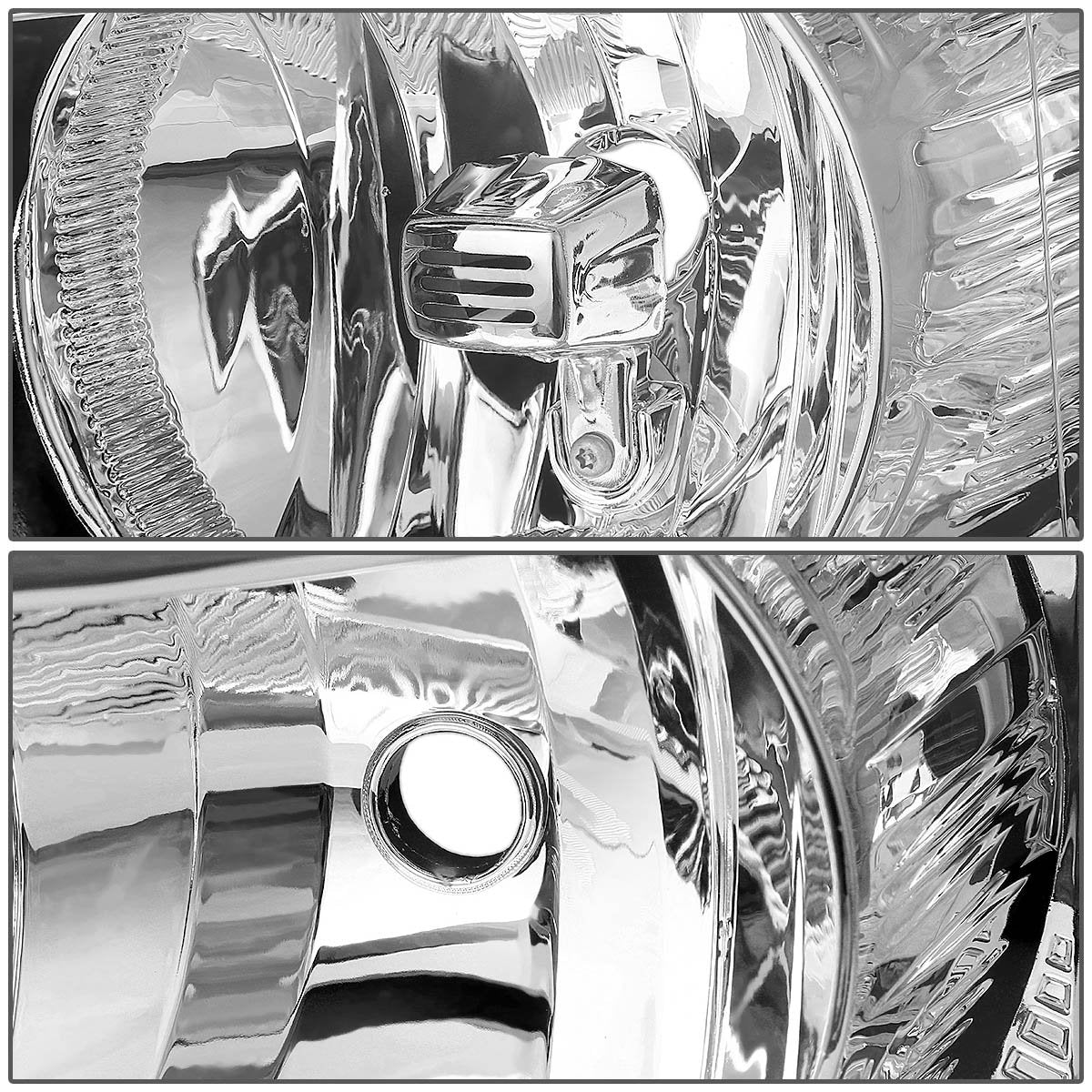DNA MOTORING HL-OH-CSIL07-CH-CL1 chrome housing close-up shows durable finish.