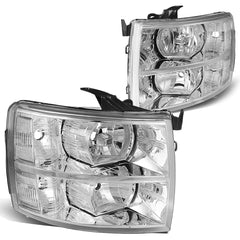 DNA MOTORING HL-OH-CSIL07-CH-CL1 front view chrome headlights enhance styling and visibility.