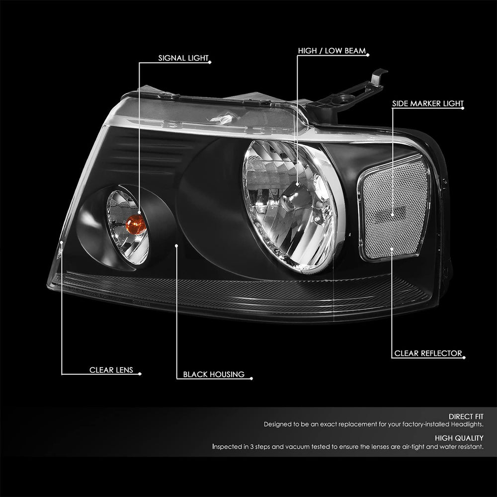 DNA Motoring HL-OH-F1504-BK-CL1 driver-side headlight ready for replacement