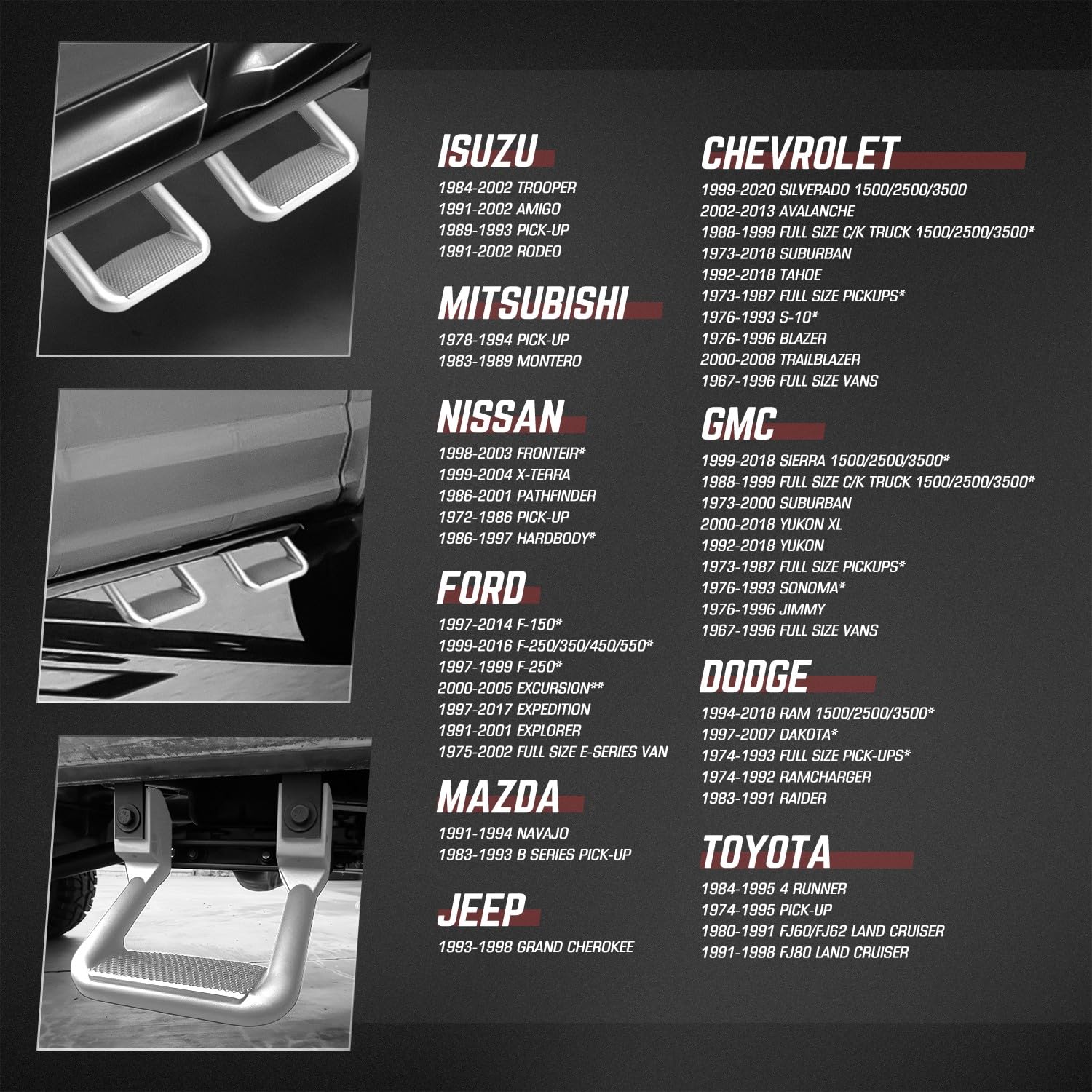 DNA MOTORING installation hardware included with the side hoop steps.