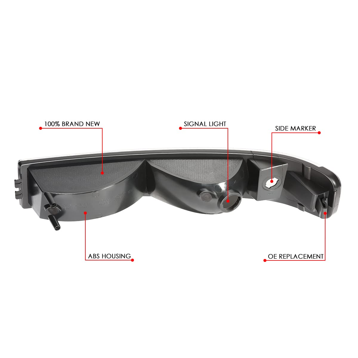 DNA MOTORING polycarbonate lens closeup highlighting clear visibility
