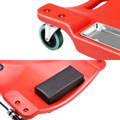 DNA Motoring rolling creeper with dual trays for quick tool access.