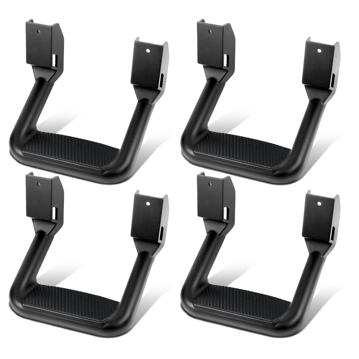 DNA Motoring side steps assembly with universal fit and sturdy aluminum construction.