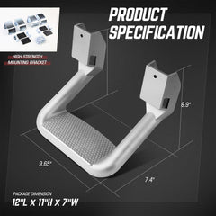 DNA MOTORING silver finish side hoop steps enhance rugged aesthetics and durability.