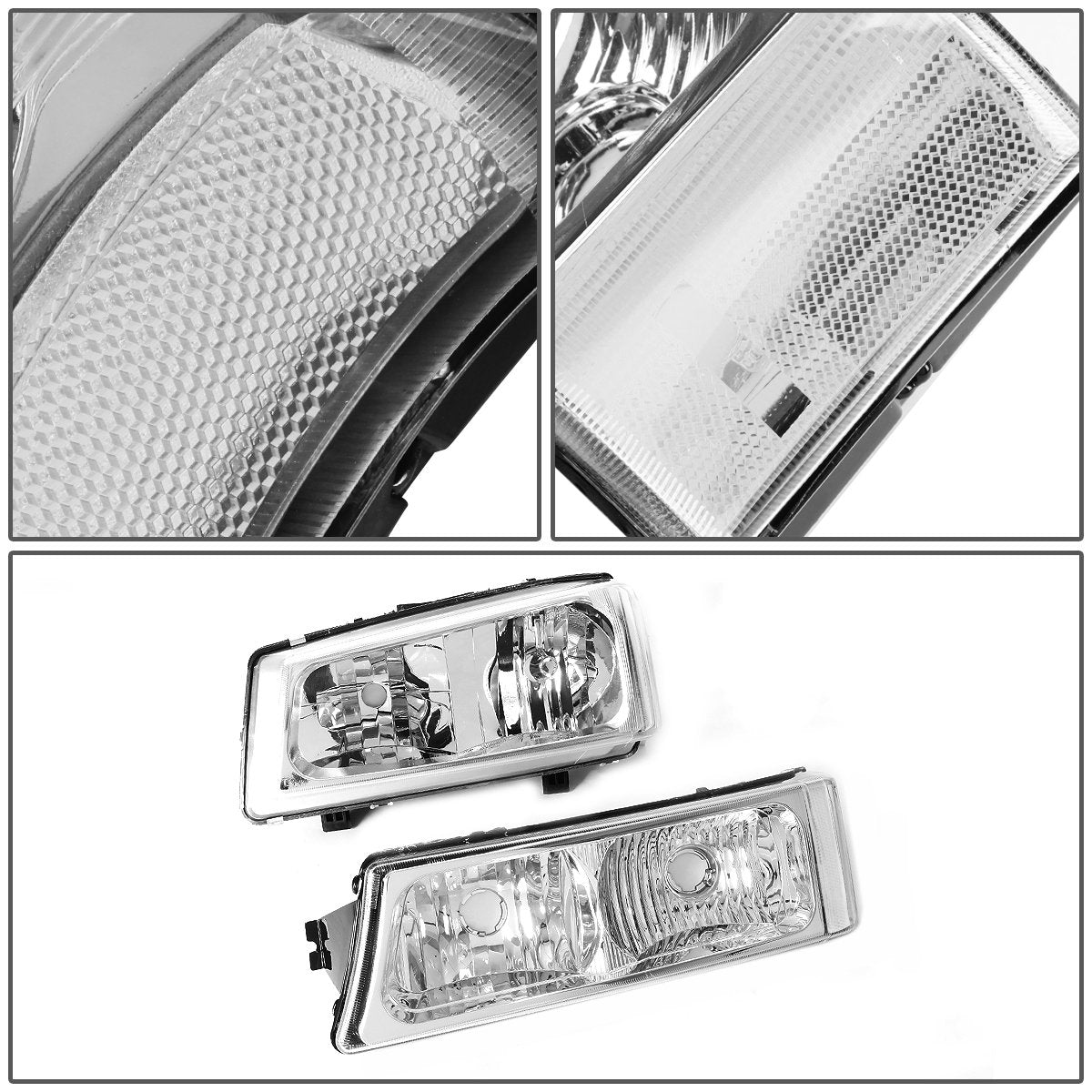 DNA MOTORING Silverado bumper light chrome finish in a front view