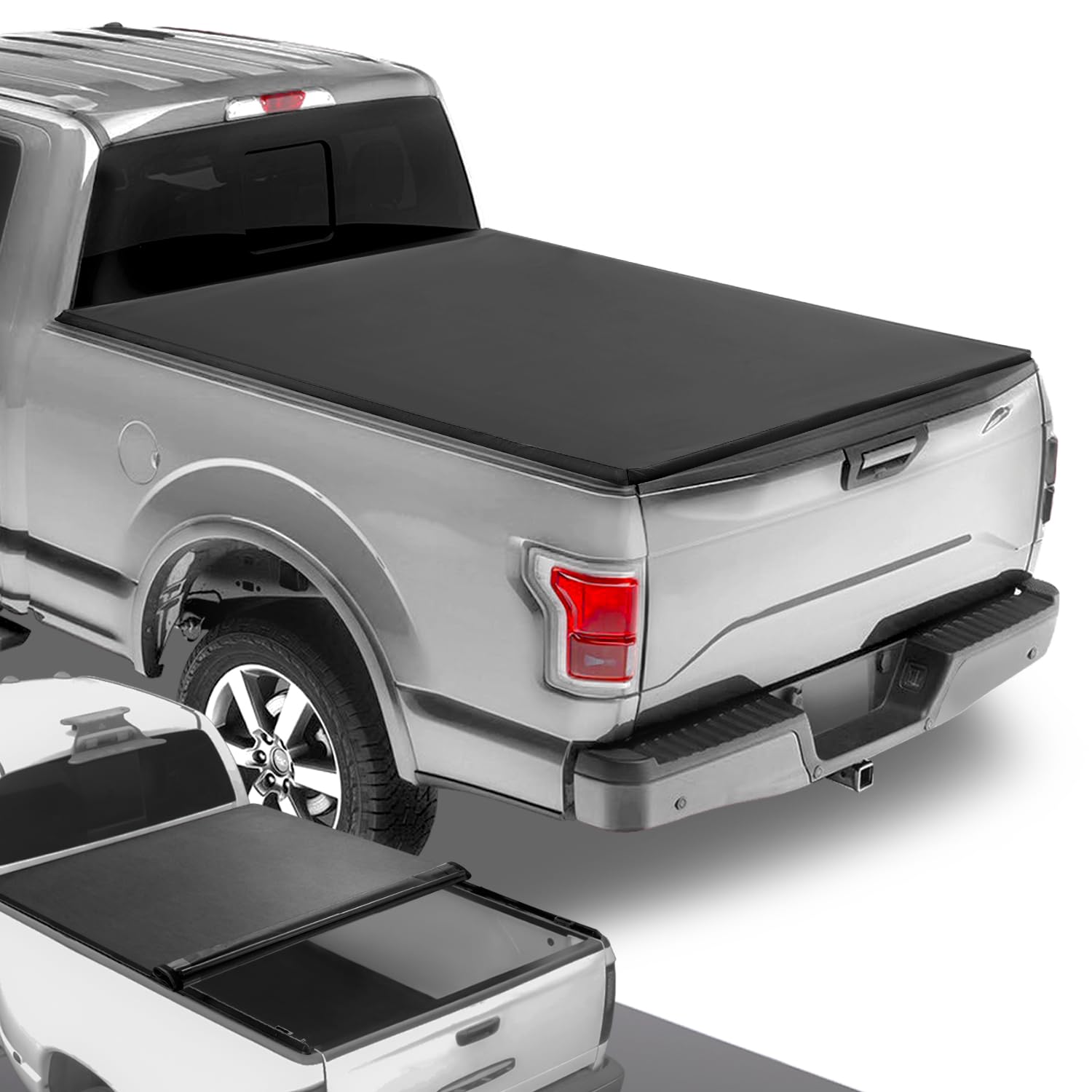 DNA Motoring TTC-RU-001 soft vinyl roll-up tonneau cover on a Ford F-150 bed