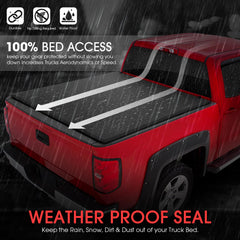 Rubber weather seals protecting the bed from moisture and dust