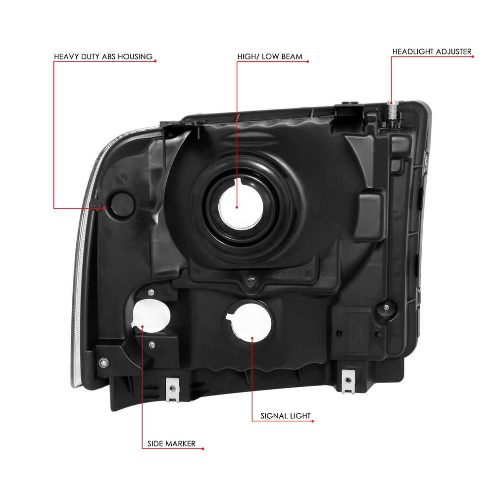 DNA MOTORING headlamps complete set, includes driver and passenger units