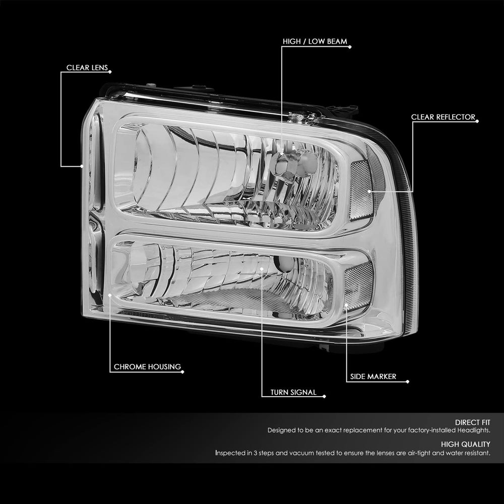 DNA MOTORING headlamps driver-side assembly for 05-07 Ford F-series SD, direct bolt-on replacement