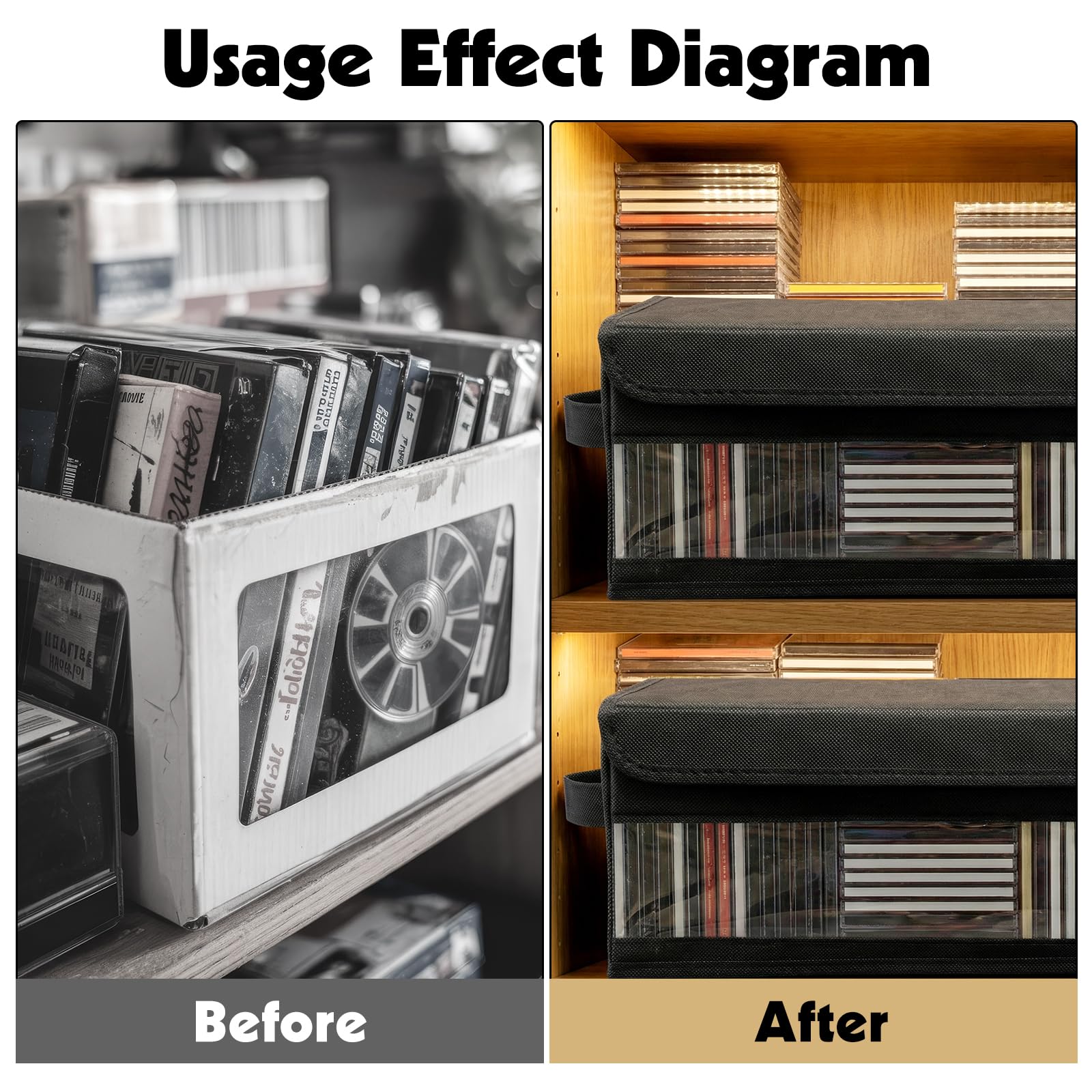 Dntorx CD storage box with flip-top lid protects from dust and spills.