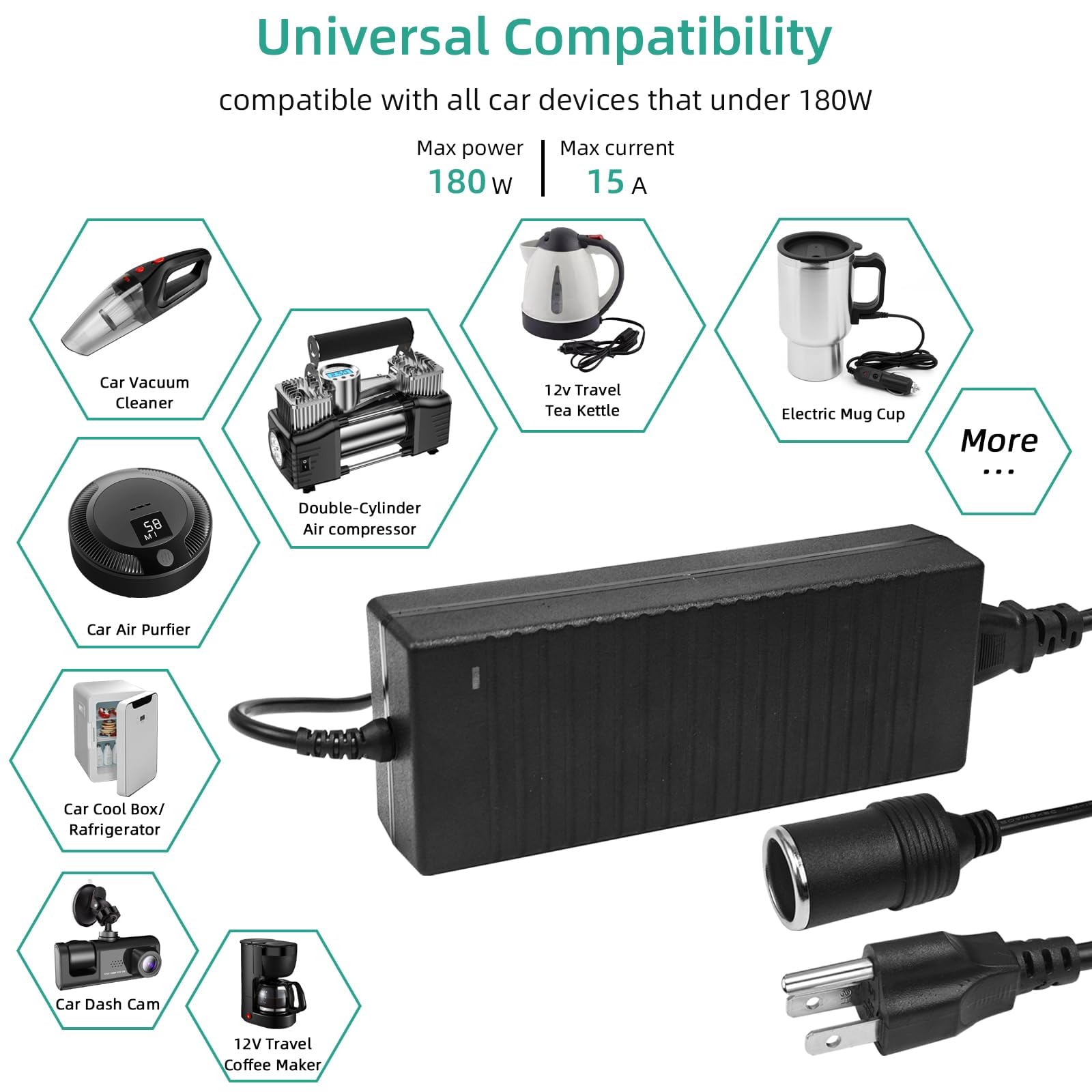 DOBVDLA cigarette lighter adapter connection highlighting universal 12V compatibility