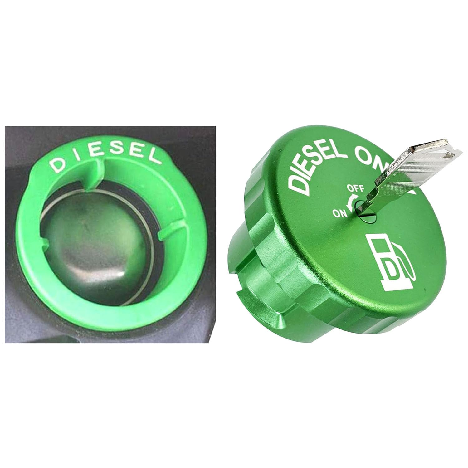 DOCA diesel cap magnet in use during refueling, keeps cap handy.