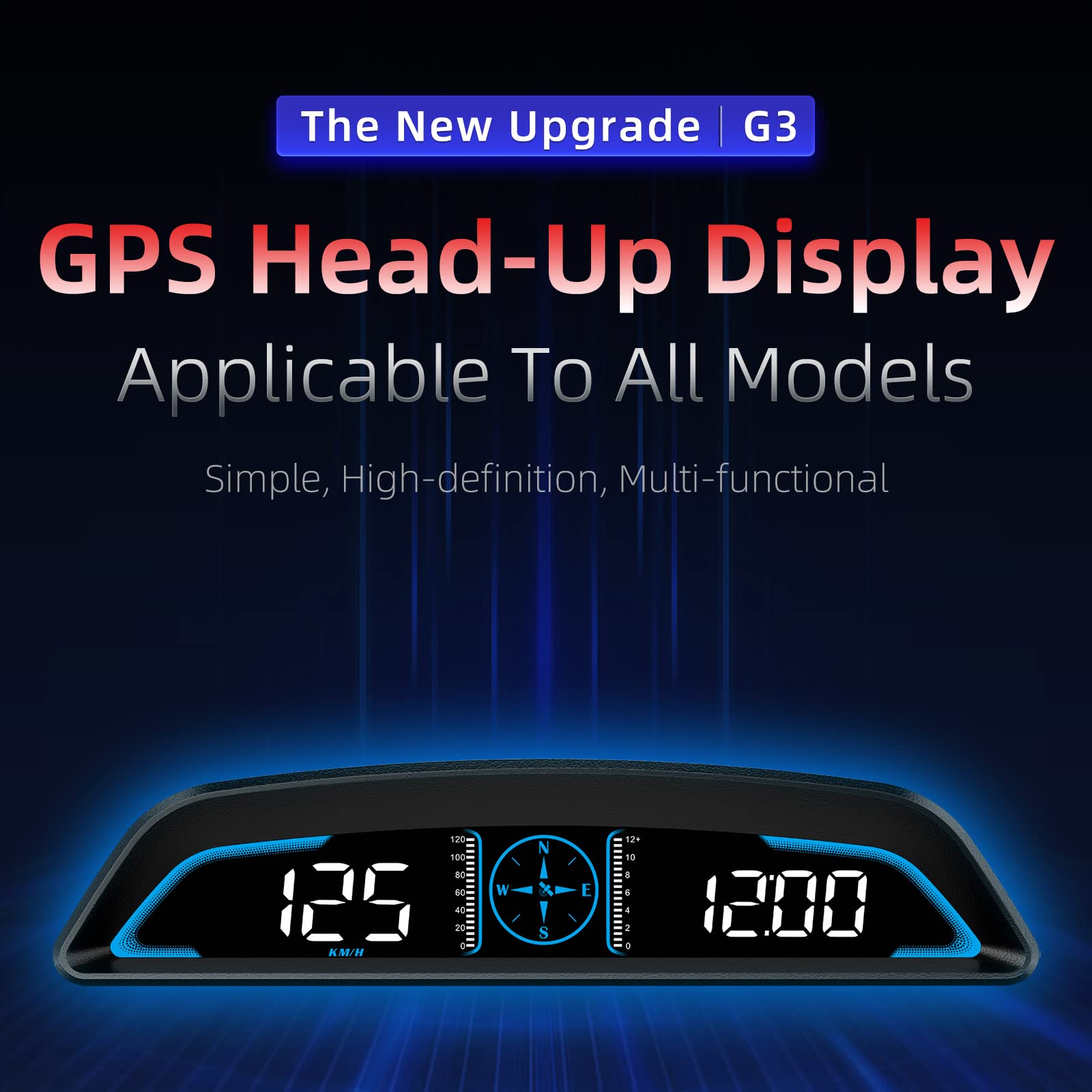 Docbraces GPS HUD speedometer dial shows real-time MPH and KMH readings.
