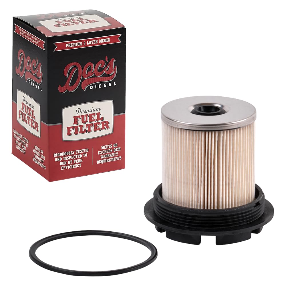 Doc's Auto Parts DCS7715OE diesel filter closeup highlighting filtration media protecting fuel