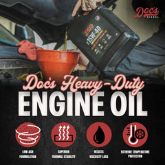 Doc's Diesel 15W-40 pour spout demonstrates smooth lubrication