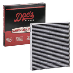 Doc's Diesel cabin air filter front view shows precise Duramax fit improving cabin air quality.
