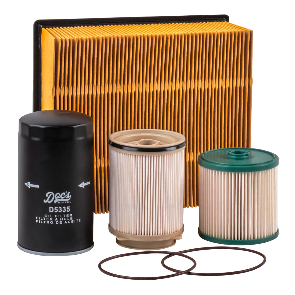Doc's Diesel Filter Combo Kit with four filters for RAM 6.7L Cummins, convenient maintenance bundle.
