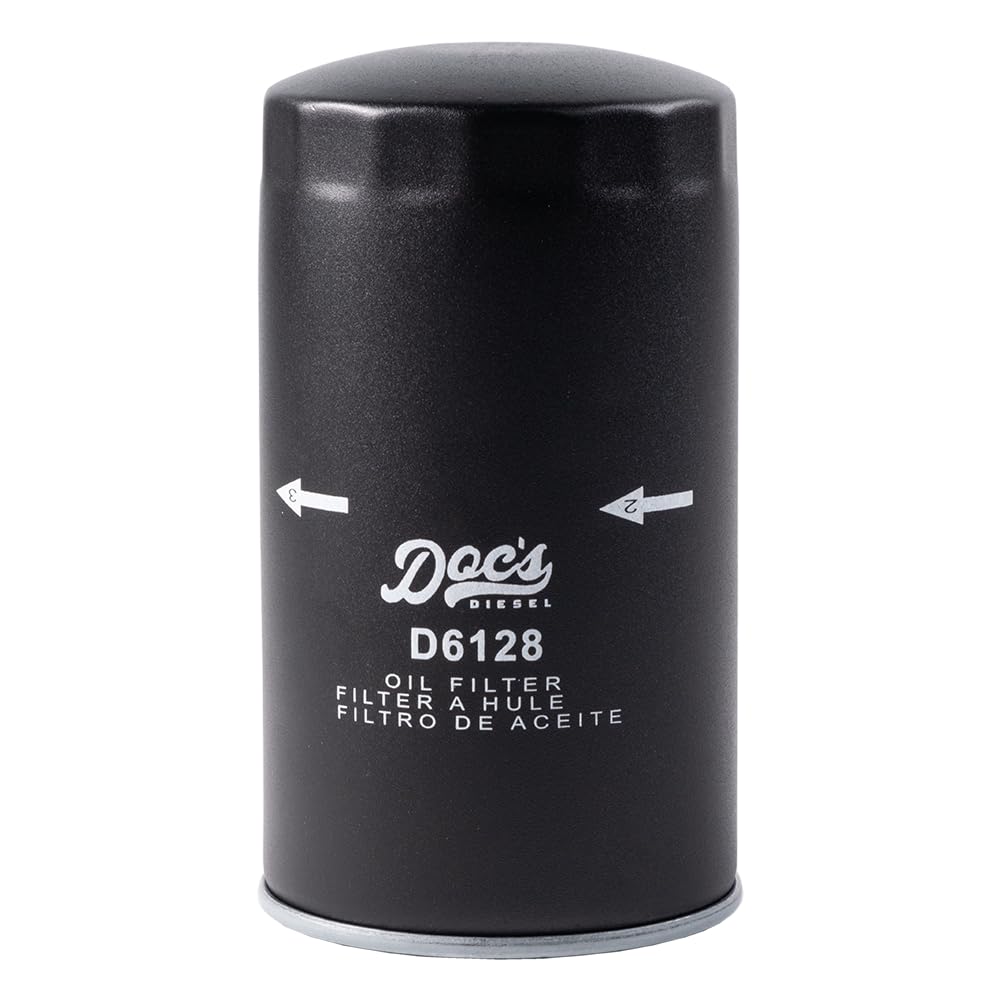 Doc's Diesel Oil Filter: heavy-duty metal housing designed for longer life under demanding use.