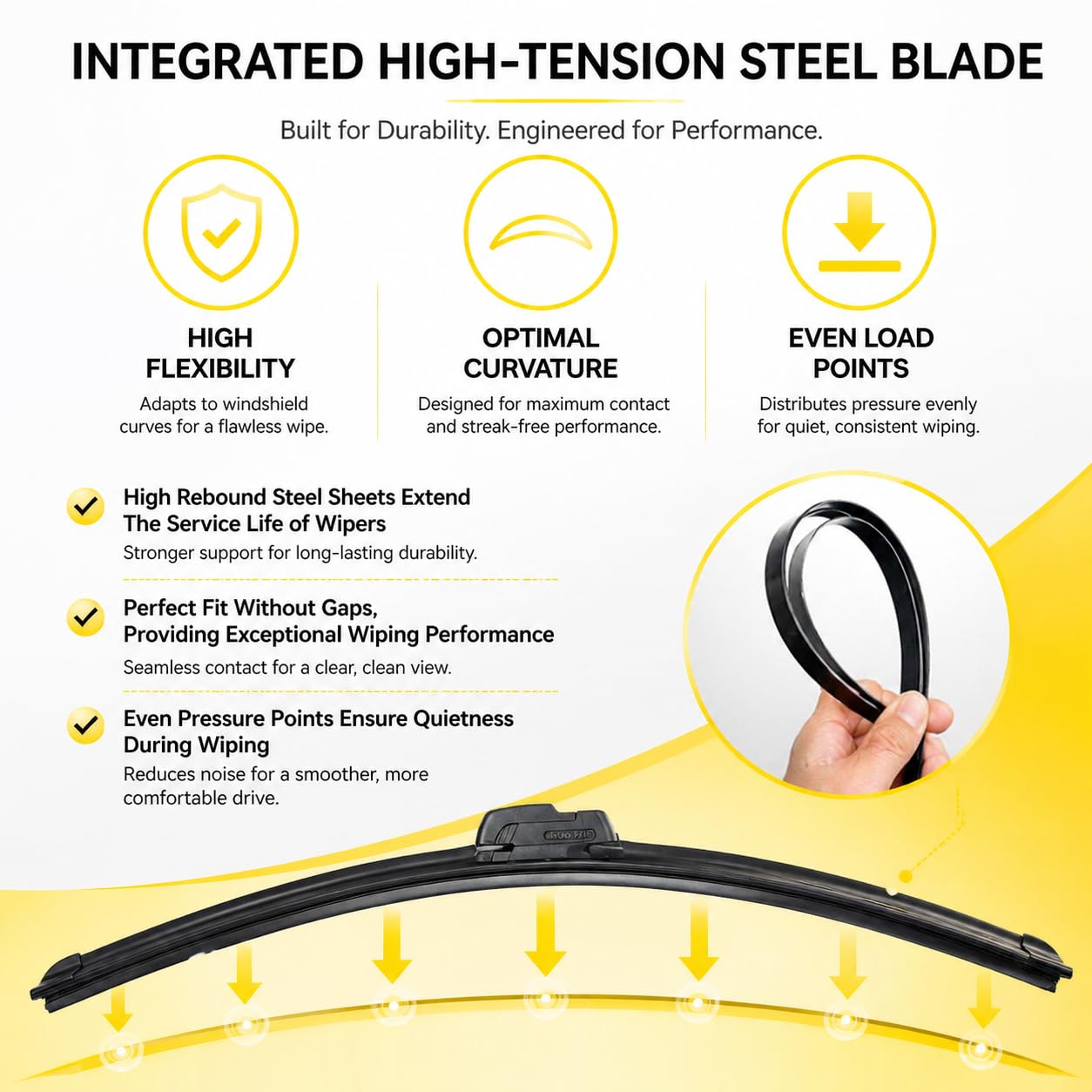 DOG TAIL silent-wipe blades reduce wind noise for peaceful drives
