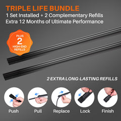DOG TAIL silicone wiper blades with beam design for smooth, streak-free wipes.