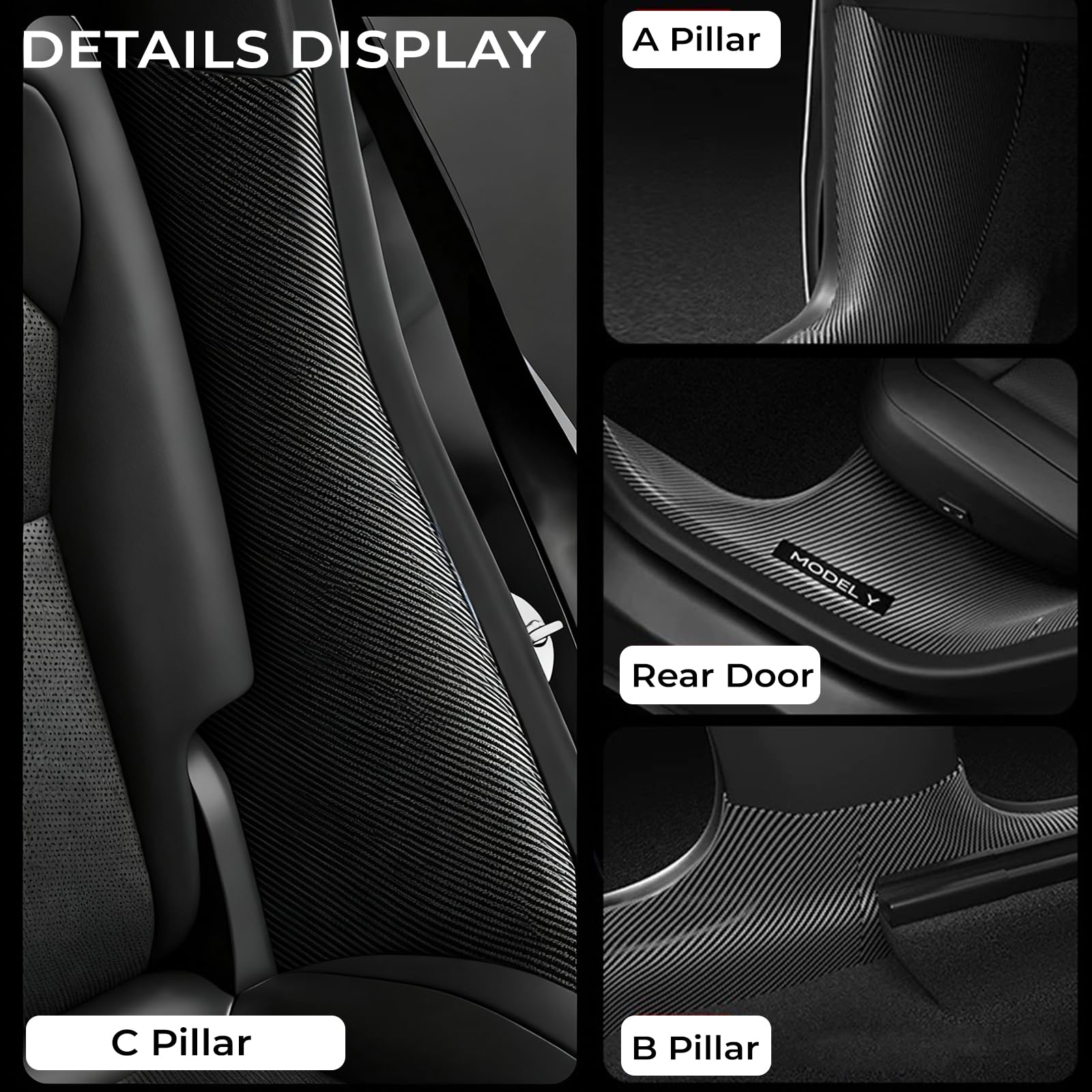 Doietc Tesla Model Y Juniper rear door sill protector shields rear entry from scuffs.