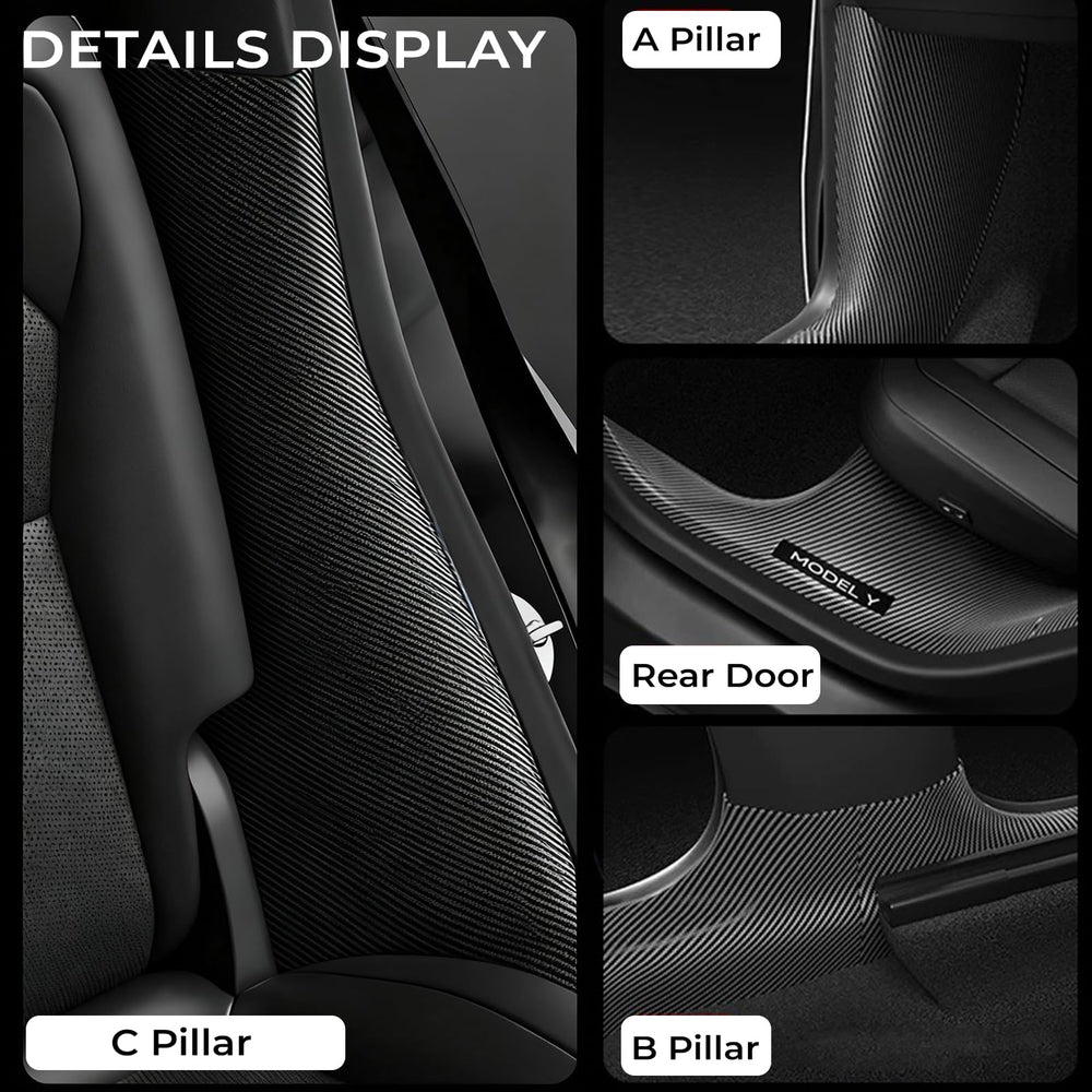 Doietc Tesla Model Y Juniper rear door sill protector shields rear entry from scuffs.