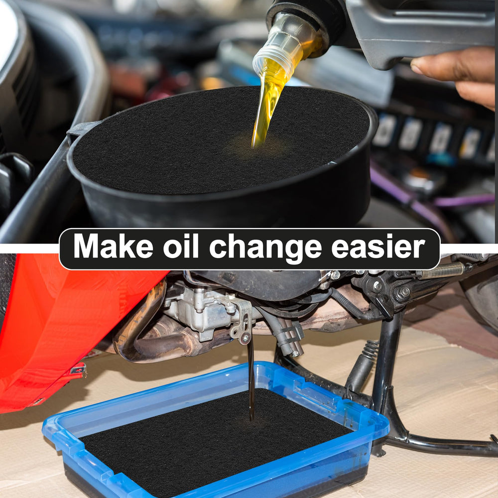 Dojobkinb oil drain pad cleans easily with water or oil cleaner.