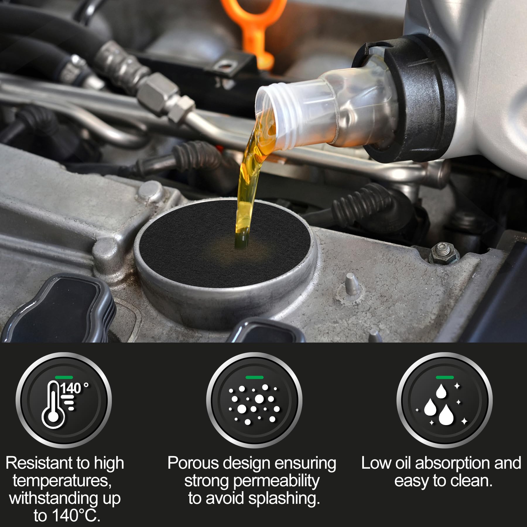 Dojobkinb round pad fits most oil drains for versatile use.