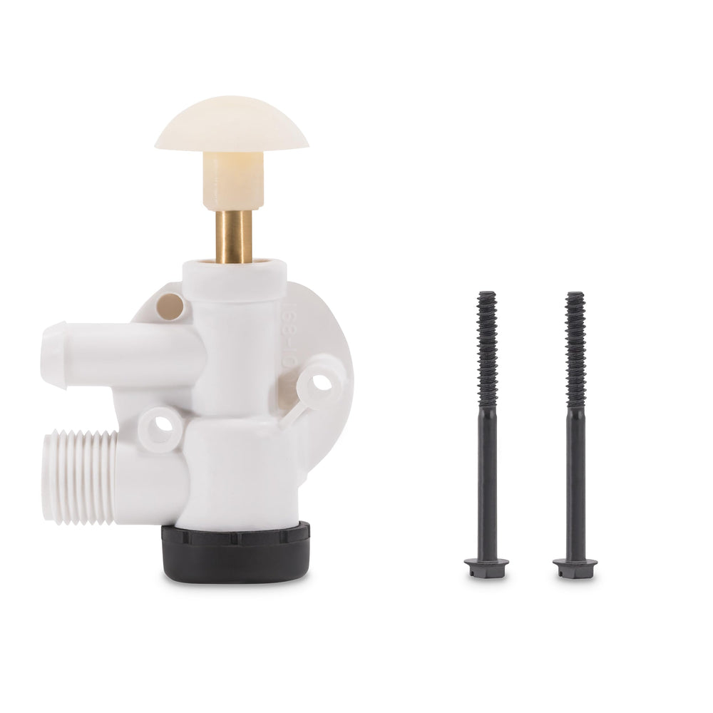 Dometic water valve assembly front view showing OEM design for marine toilets.