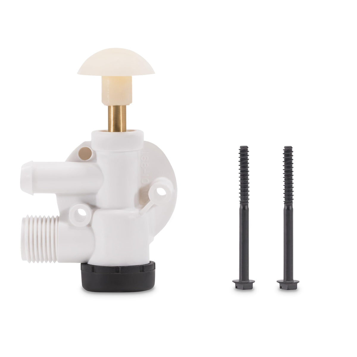 Dometic water valve assembly front view showing OEM design for marine toilets.