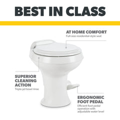 Dometic 300-series triple-jet bowl rinse illustrating 360-degree cleaning action.