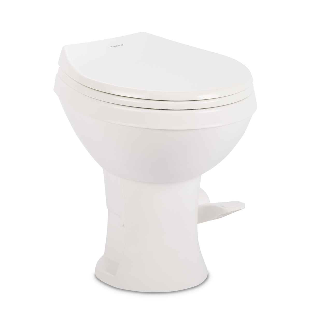 Dometic 400 Essential toilet front view shows compact profile for tight RV spaces.
