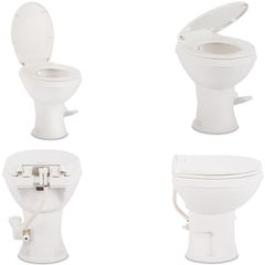 Dometic 400 Essential toilet side profile highlights space-saving design for versatile layouts.