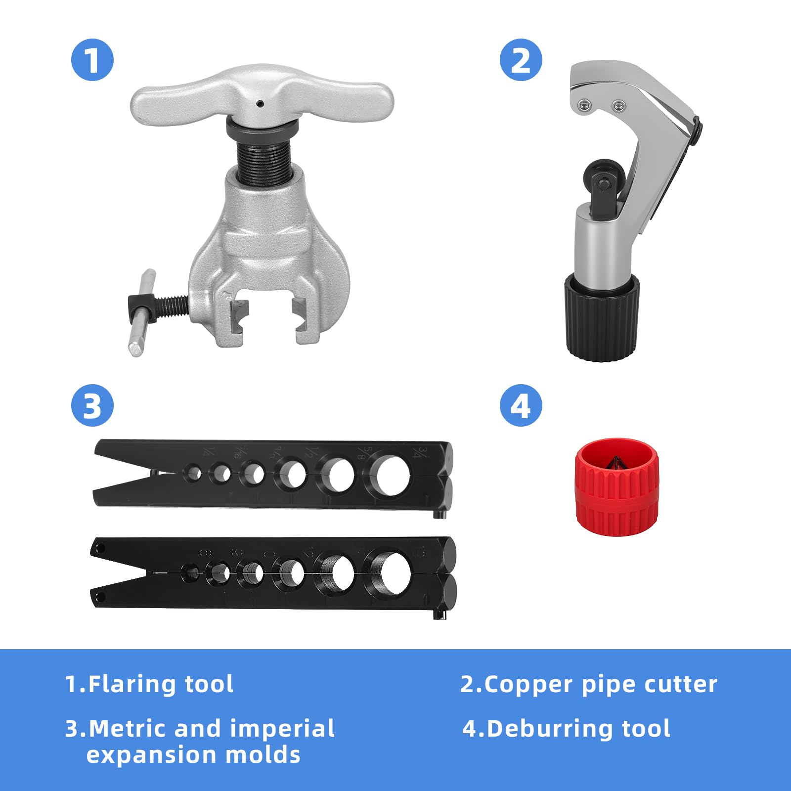 Dominox tool kit in use with copper and aluminum lines