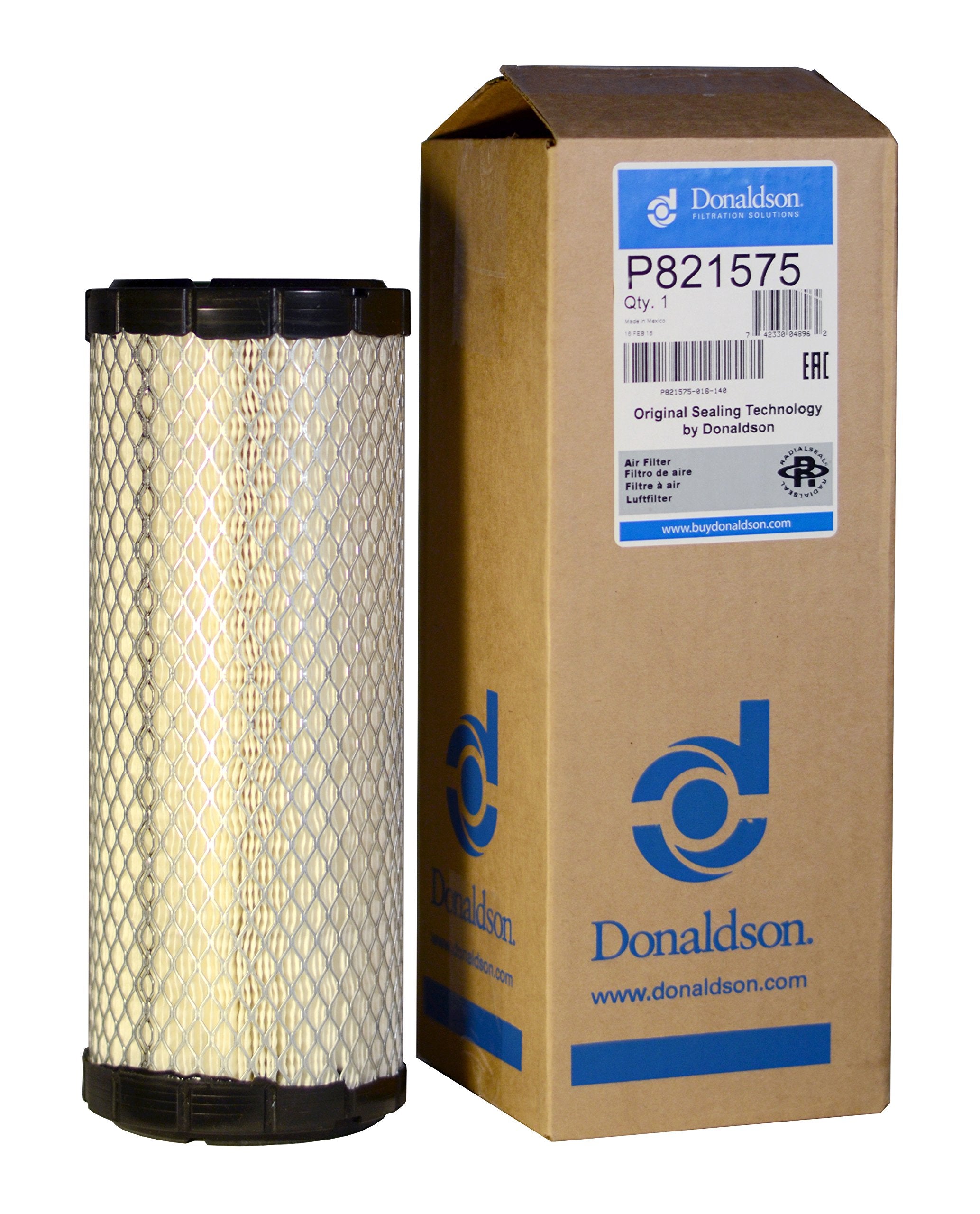 Donaldson P821575 DuraLite air cleaner closeup showing non-metallic, lightweight construction