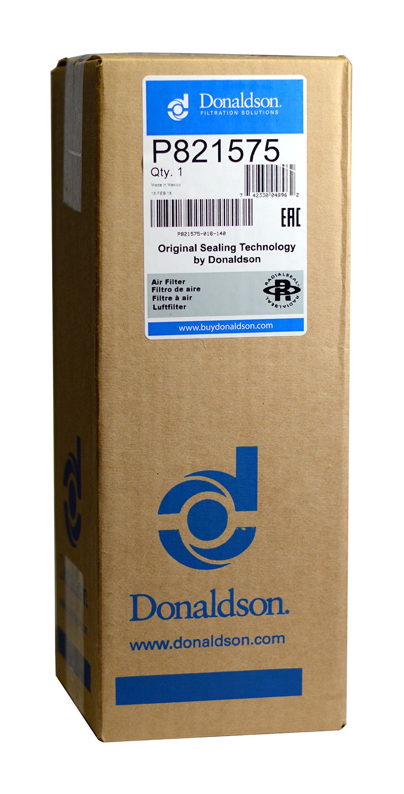 Donaldson P821575 primary radial seal air filter side view designed for reliable fit