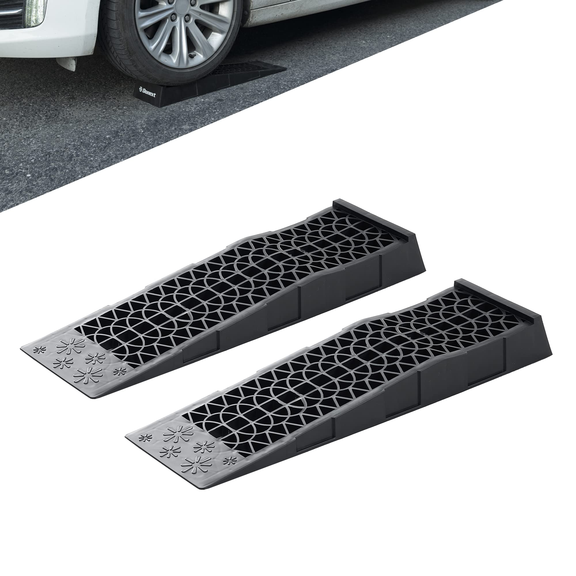 Donext low-profile 3-ton ramps in a 2-pack for easy under-vehicle access.