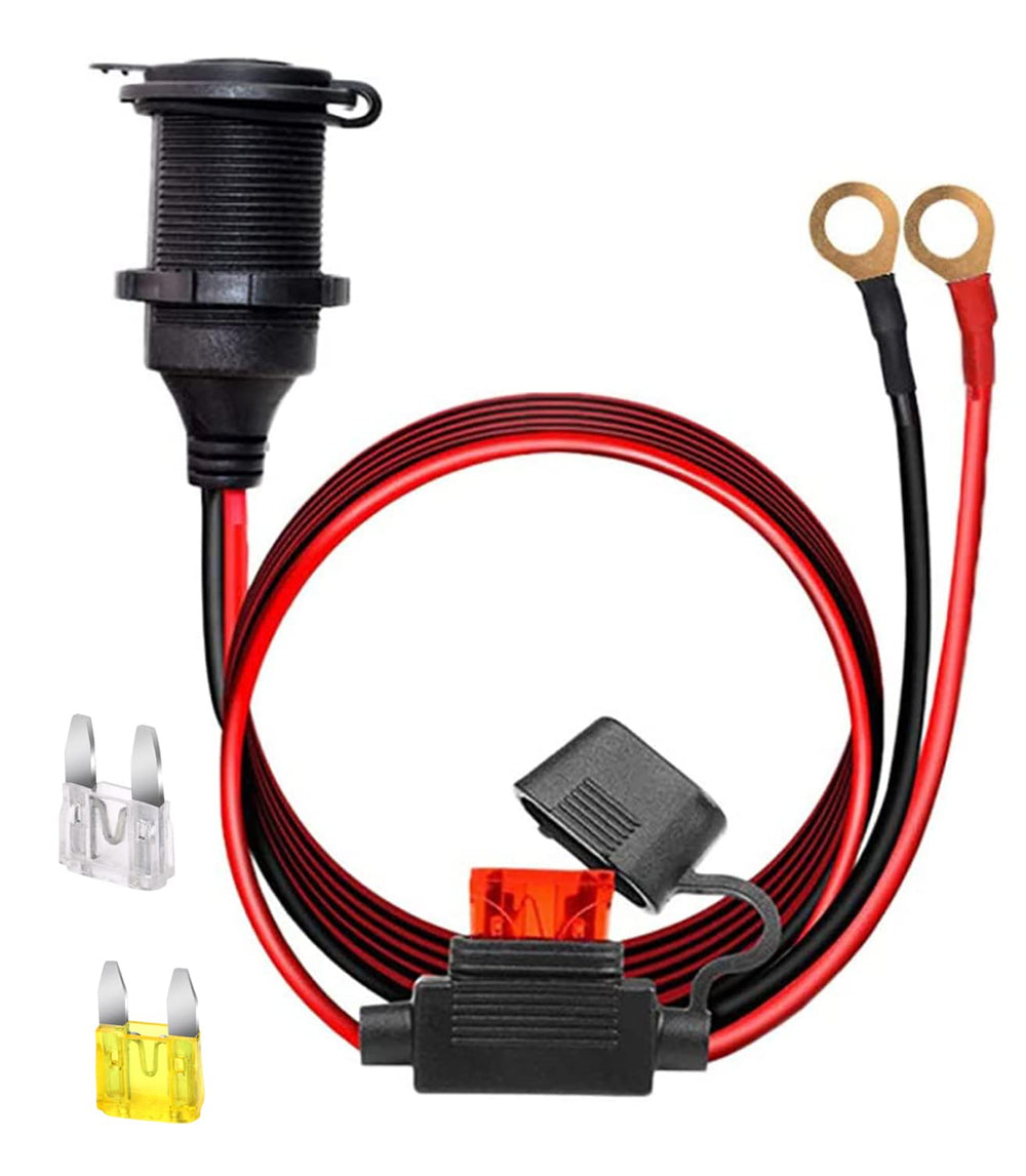 Dongge 12V/24V fixed-thread outlet with 10ft cable for flexible vehicle mounting.