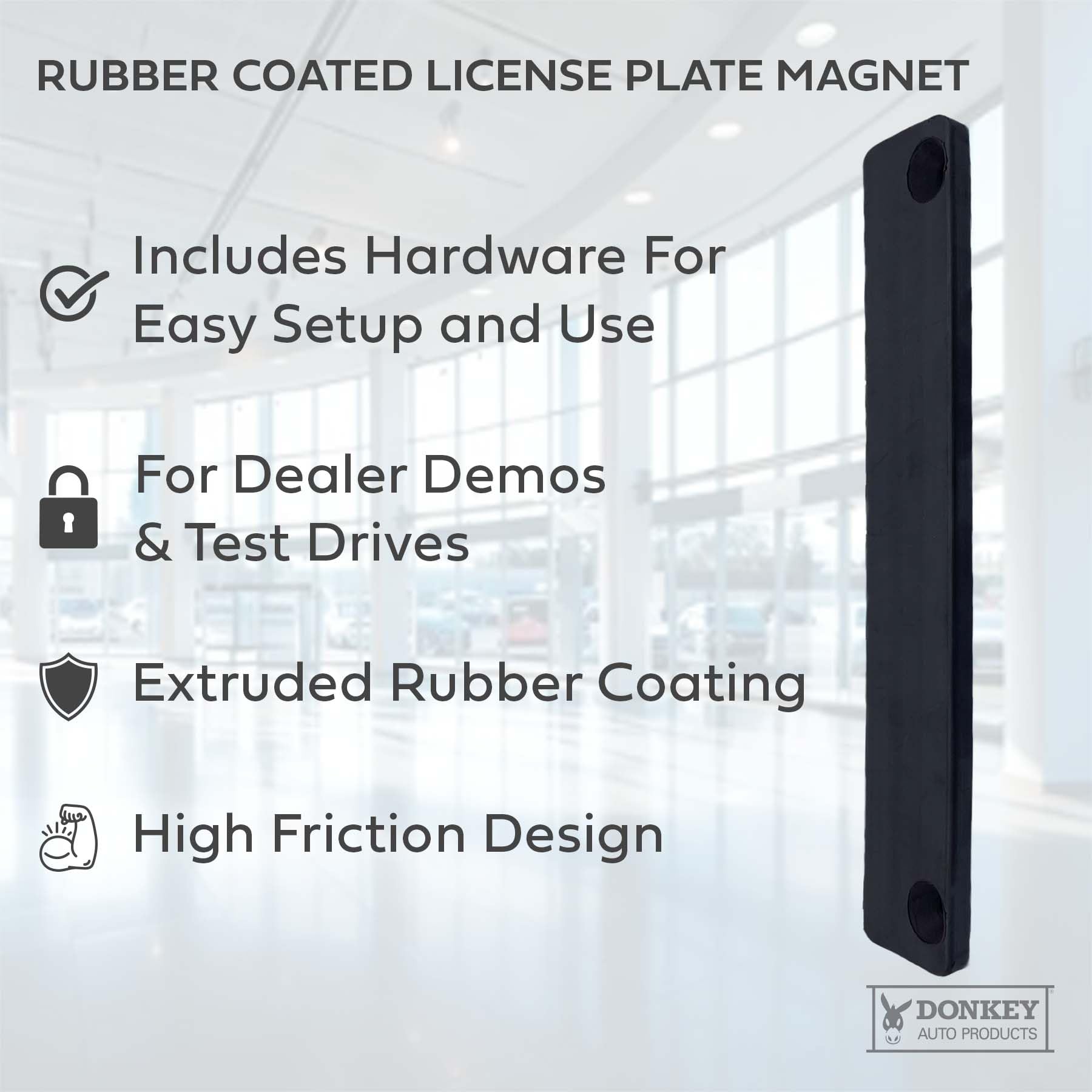 Donkey Auto rubber coated magnet on bumper edge demonstrates vehicle protection.