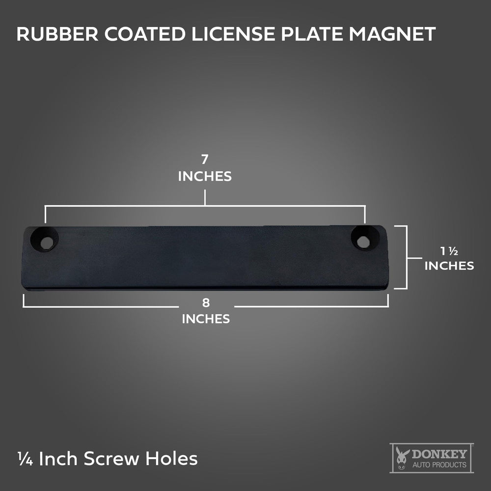 Donkey Auto magnet rear view highlights metal surface compatibility for demo tags.