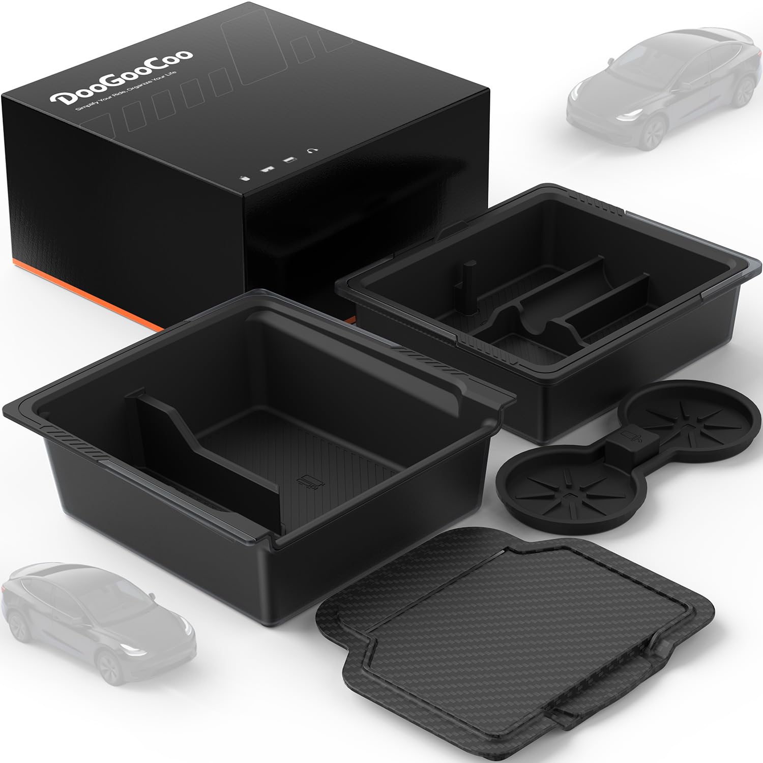 DooGooCoo center console organization for Model 3 keeps essentials neatly arranged