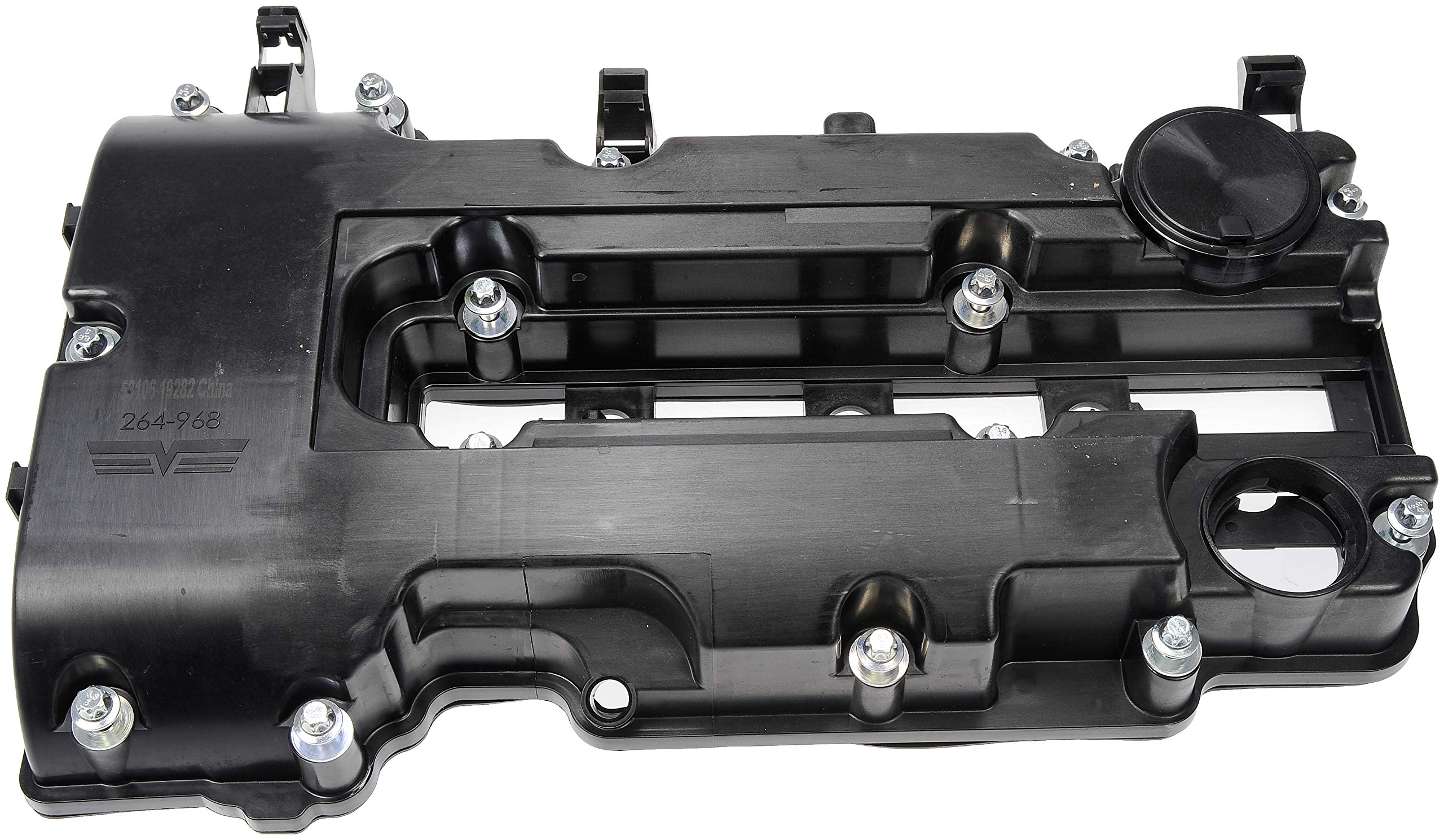 Dorman 264-968 valve cover top view highlighting polymer construction for durability