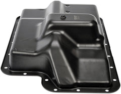 Dorman 265-805 transmission oil pan installed under vehicle for straightforward replacement.