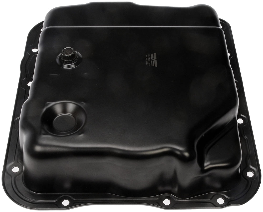 Installed Dorman 265-811 oil pan showing durable steel construction and E-coat finish.