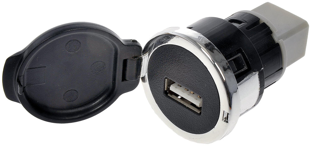 Dorman USB port cover closeup restores original GM interior look.